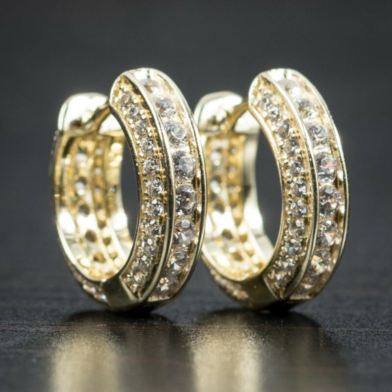 Fashion New Earrings Three-sided Full Diamond Earrings Ear Buckle Ear Clip Ear Jewelry